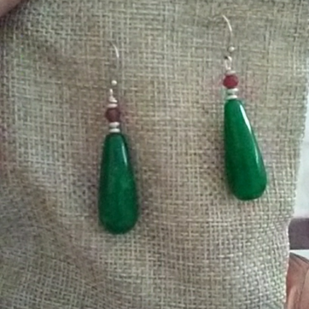 Jade & Garnet Earrings